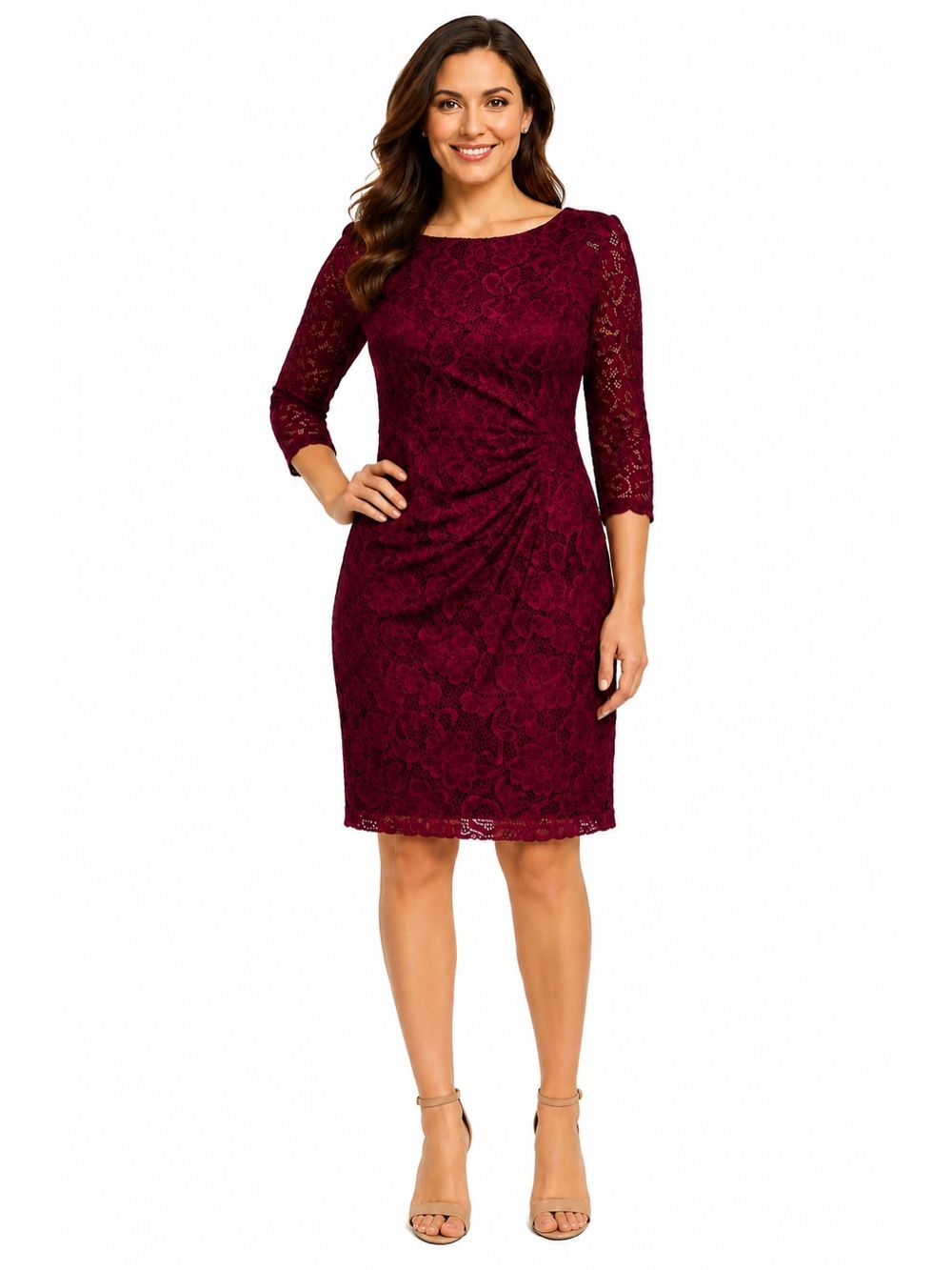 Jessica Howard Burgundy Lace Cocktail Dress Women’s 8P Petite